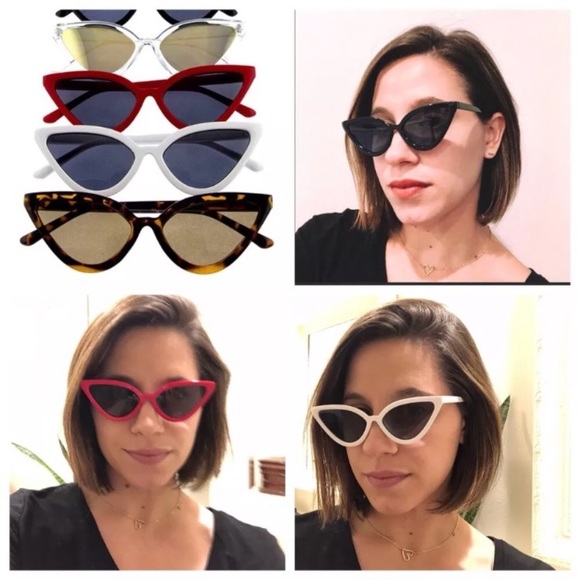 Ladies black retro chic cat eye sunglasses - Picture 2 of 2